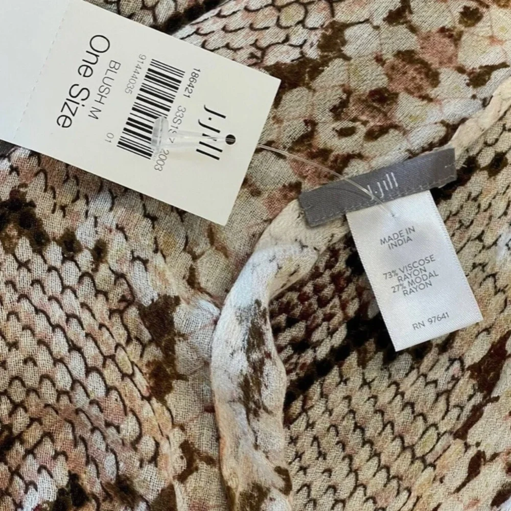 J. Jill Pink and Brown Snake-Print Scarf New with Tag